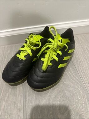 Kids Black and Neon Yellow Soccer Cleats - adidas